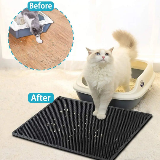 Pawfect Cleanliness Dual-Layer Cat Litter Mat with Bonus Washable Bed Pad