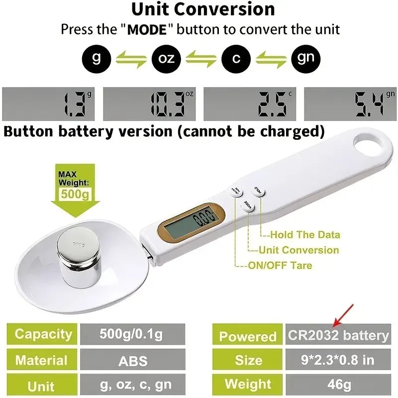 Chef'sHelper Mini Spoon Scale Digital Kitchen Scale - Precision for Perfect Recipes