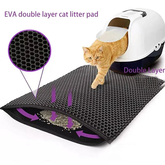 Pawfect Cleanliness Dual-Layer Cat Litter Mat with Bonus Washable Bed Pad