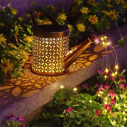 SolarGlow LED Watering Can Lantern - Enchant Your Garden Nights